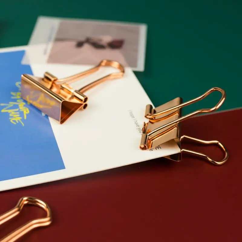 Rose Gold Stationery Clip Binder Photo Decoration Long Tail Clip Office Metal Clip  Cute Stationery  Office Accessories