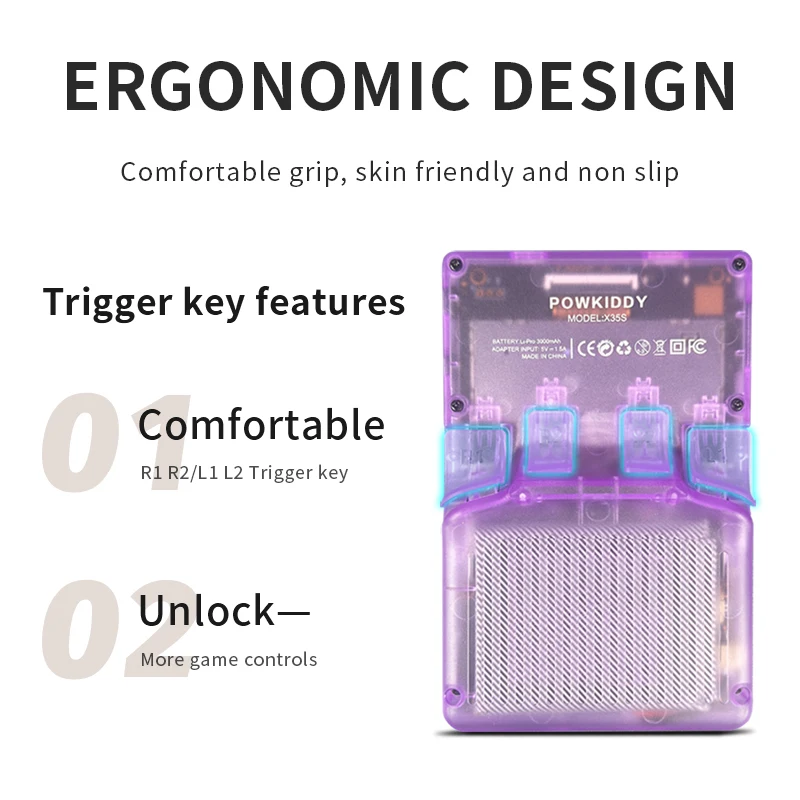 Powkiddy-وحدة تحكم ألعاب فيديو محمولة ريترو ، محاكي PSP PS ، لاعبي ألعاب محمولة X35S ،