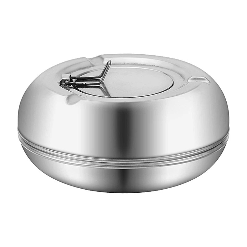 Stainless Steel Ashtray with Lid Detachable Outdoor Cigarettes Tray Holder for Home Bedroom Office Tabletop Decoration