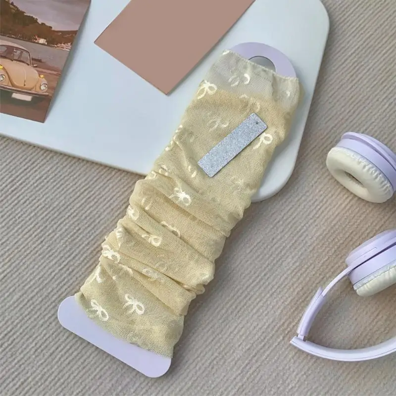 195E النساء الفتيات الشمس واقية أصابع قفازات بلون Bowknot طباعة الذراع تدفئة الساق الجليد الحرير التبريد الذراع أكمام الساق #5