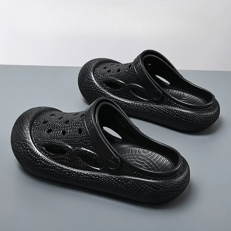 

Hole Slippers for Men Platform Height Shoes 2025 Style High Quality Fashion Original Eva Rubber Designer Luxury Pvc Sandals Man