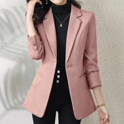 2024 Spring Autumn New Blazers Coats Women Fashion Casual Slim Woolen Suit Jacket Female Outerwear Lattice Office Blazers Lady