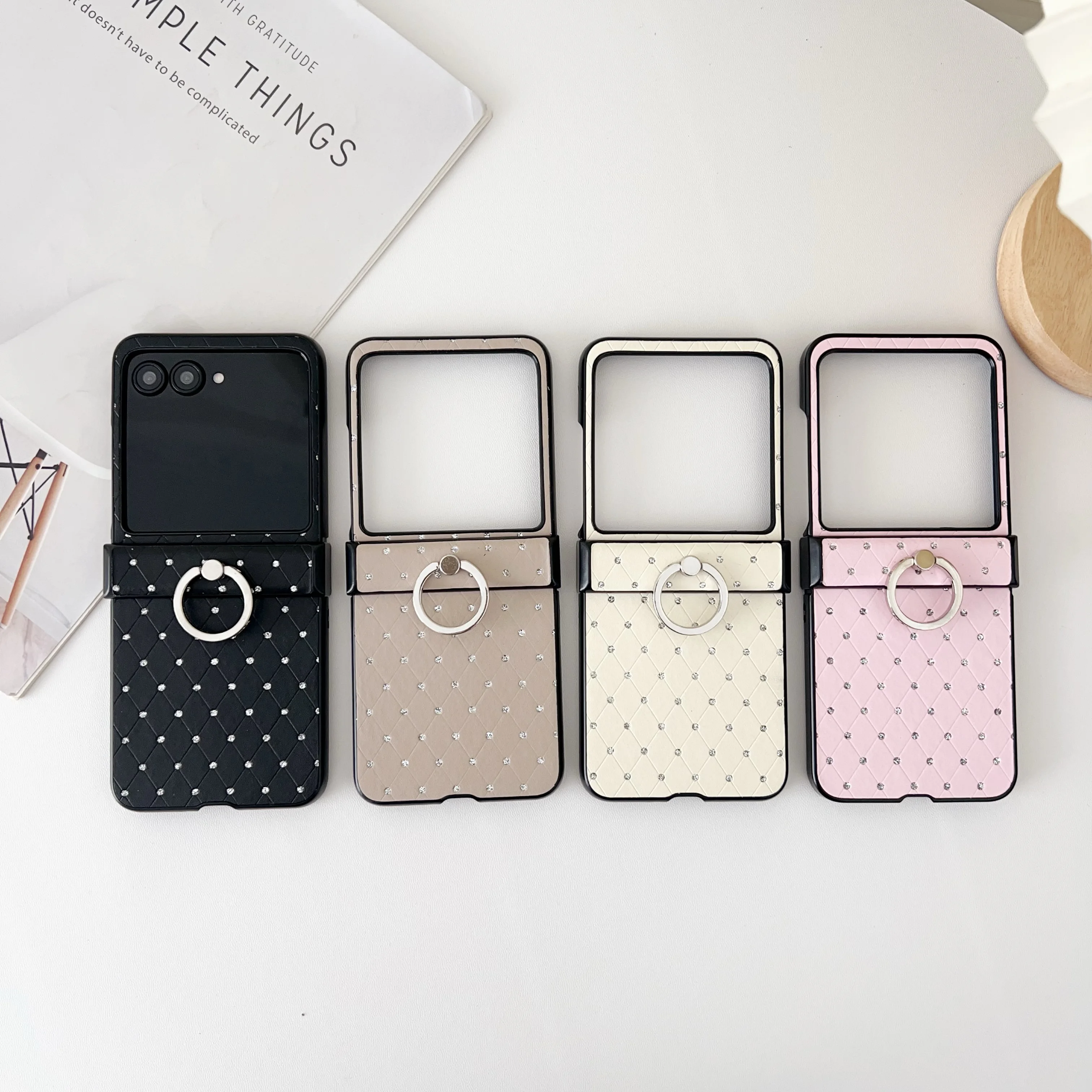 لموتورولا بريق الماس حافظة جلدية RazR 60 RazR 50 50s موتو 50 الترا 40 الترا غطاء حامل هاتف حامل هاتف معدني قابل للطي