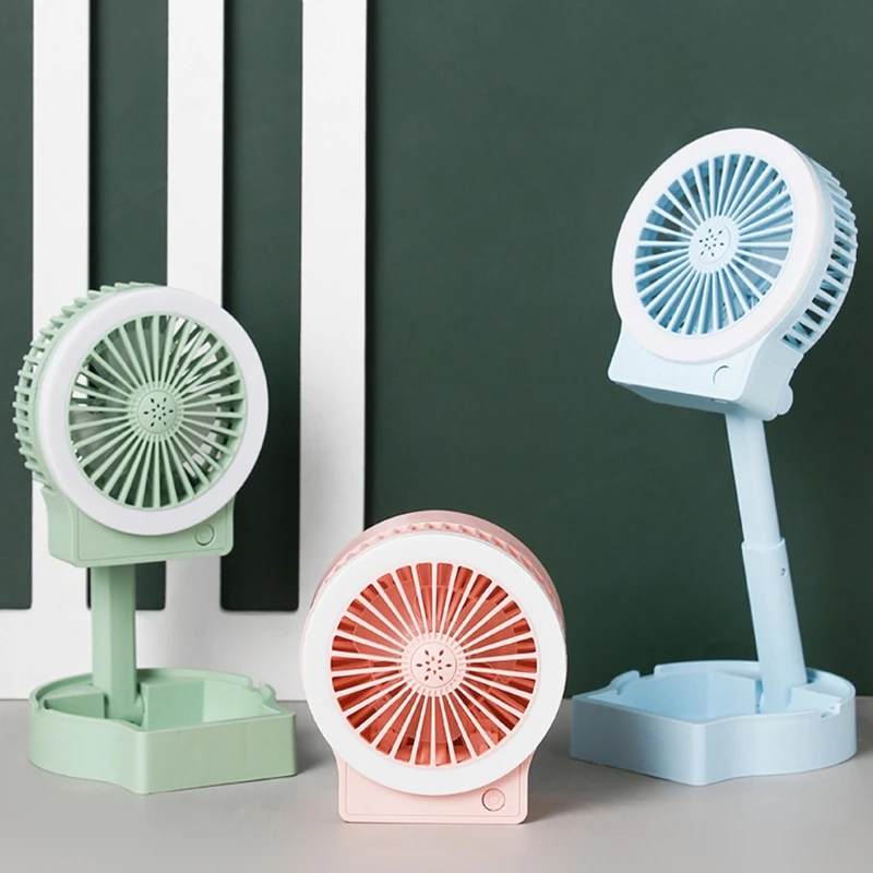

Foldable Mini USB Desk Fan, with LED Light Personal Small Desktop Table Quiet USB Fan for Home Bedroom Office 3 Speeds