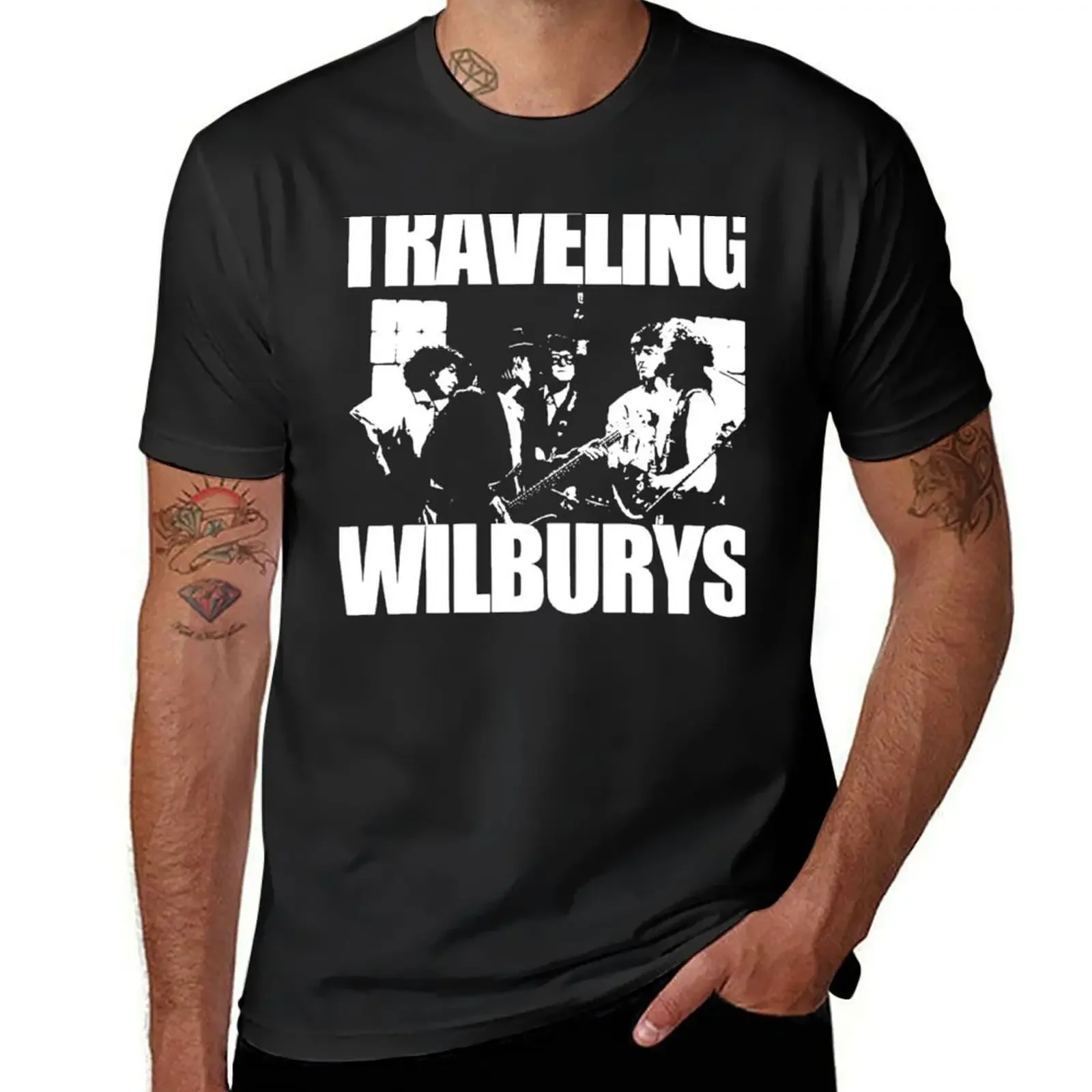 folk rock band the traveling wilburys T-Shirt anime tshirt customizeds Men's t shirts