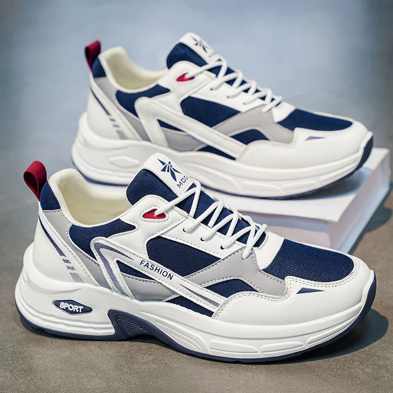 Men's Platform Sneakers Summer 2026 Trendy Comfortable Height Boosting Casual Shoes Outdoor Non-Slip Cross-Tied Running Footwear