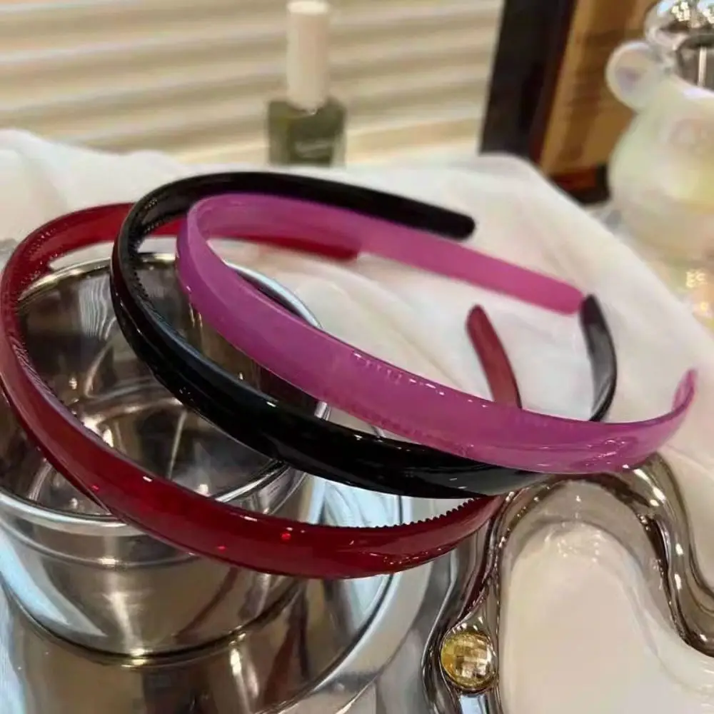 عصابة شعر كورية بسيطة لا تنزلق ، طوق شعر جيلي مسنن ، ضوء مائي ، لون ثابت ، عصابة رأس أكريليك ، مشبك شعر ، غسل الوجه