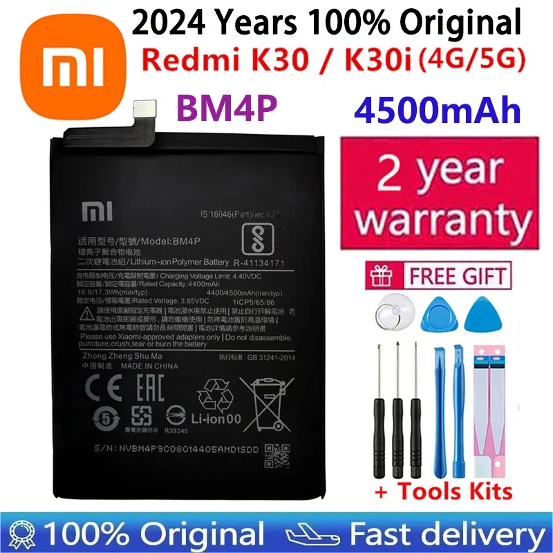 

100% Original Replacement Phone Battery BM4P 4500mAh For Xiaomi Redmi K30 / Redmi K30i (4G/5G) Bateria Batteries Fast Shipping