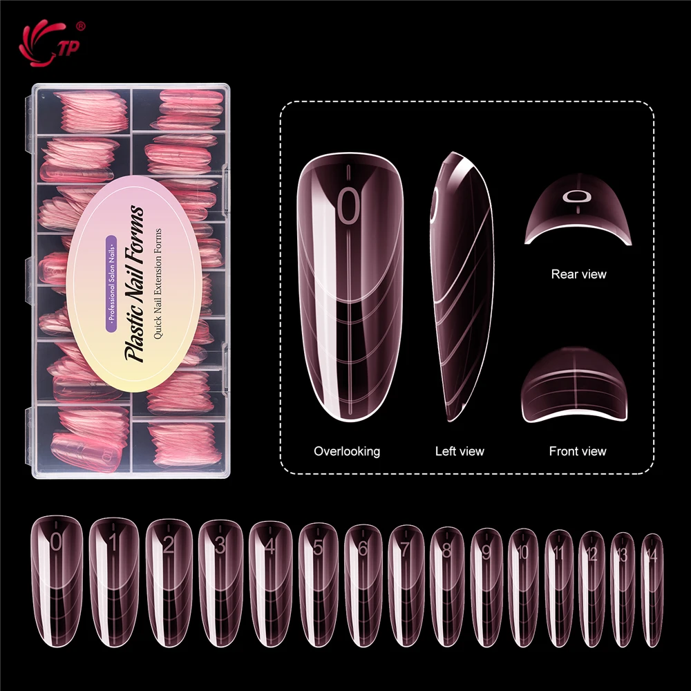 TP 150pcs/box French Dual Forms Nail Extension Poly Nail Gel Molds Full Cover Acrylic Nails Top Forms Pink Clear Manicure Tools