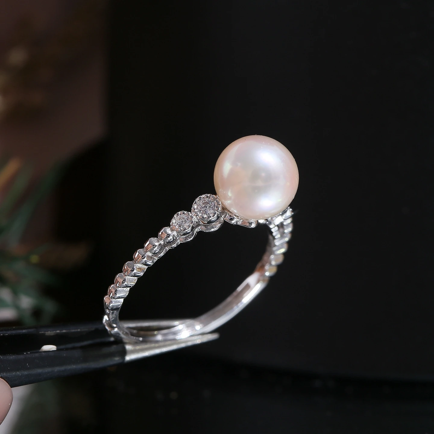 S925 Sterling Silver Adjustable Finger Ring Mountings Base Setting Findings Jewelry Mount Accessories for 8-9mm Pearls 3pcs/lot
