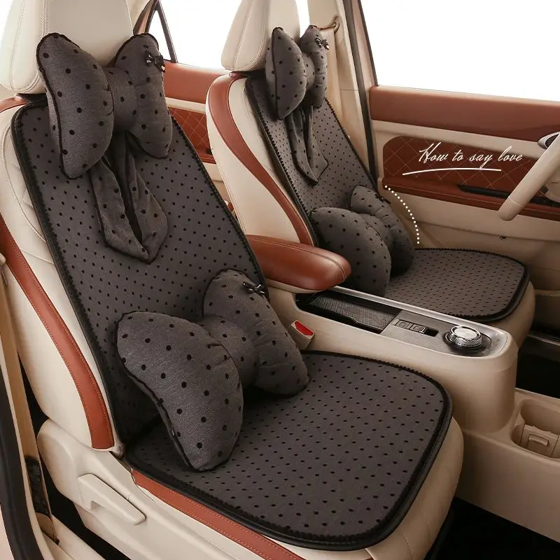 

Car seat cushion four seasons universal cute polka dot breathable ventilated seat cover for women