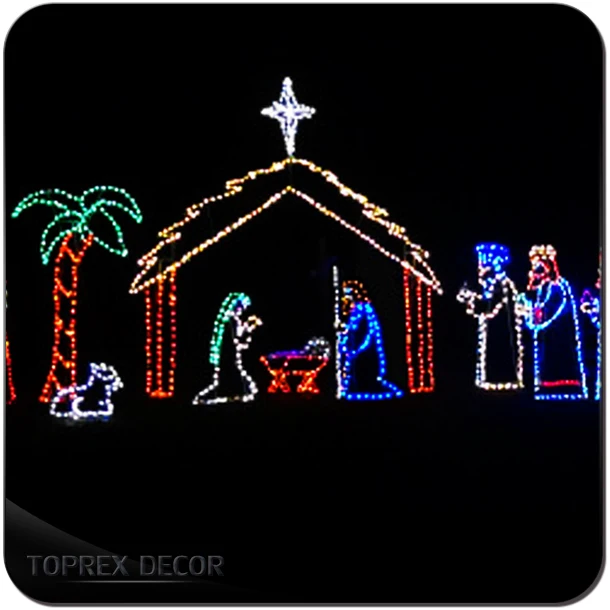 led Christmas lights large outdoor nativity scene