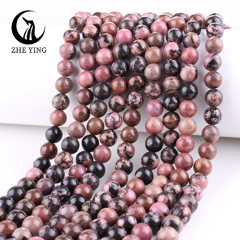 Zhe Ying Natural Cheap Rhodochrosite Stone Round Amazonite Jasper Chalcedony Beads for Bracelet DIY Jewelry Making Strand 15\'\'