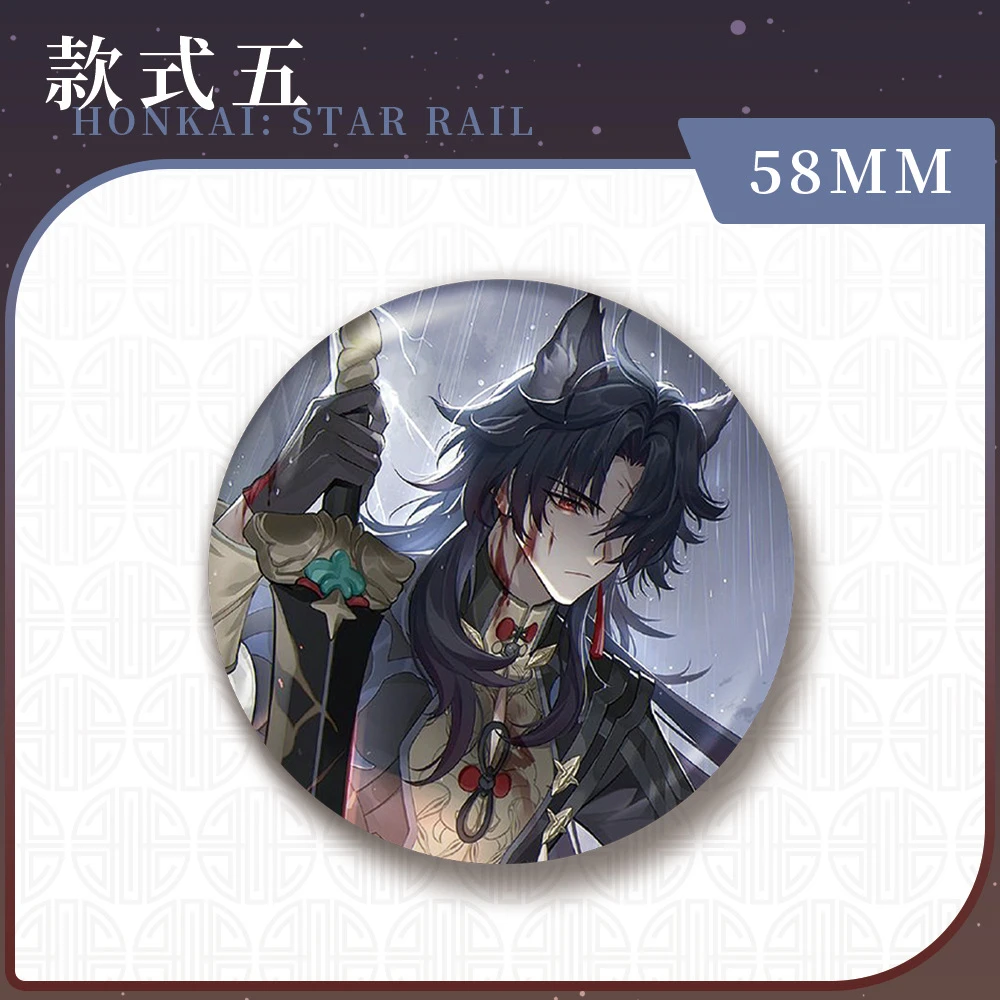 58mm Anime Honkai: 스타 레일 블레이드 코스프레 의상 배지 핀 SPTE Tinplate 브로치 소품 선물