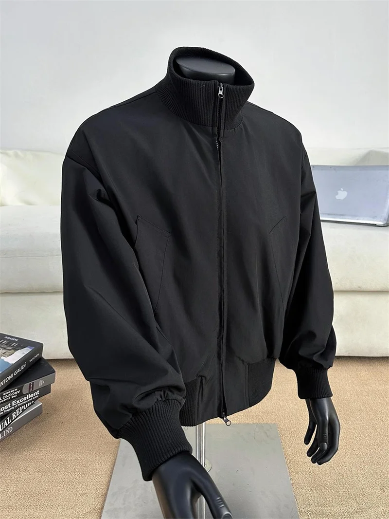 

Мужская куртка-бомбер в американском стиле с широким воротником, бейсбольная куртка премиум-класса с объемными плечами, верхняя одежда