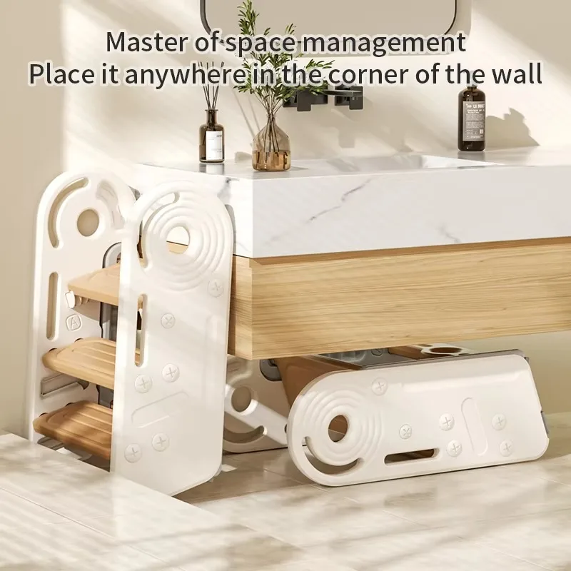 Kids Plastic Step Stool Kitchen Helper Ladder Folding Footstool