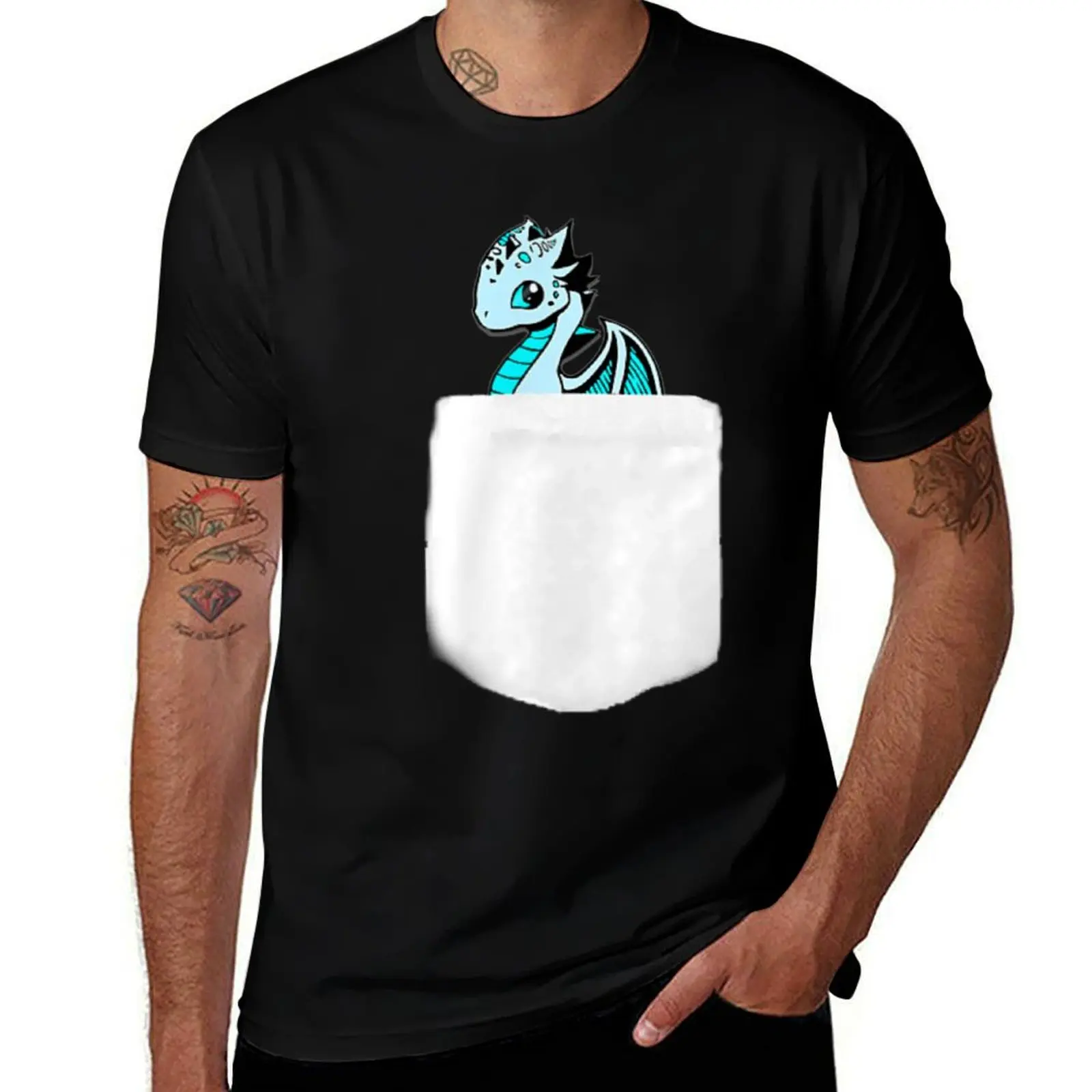 

Blue Eyed Baby Dragon T Shirt with Pocket Detail T-Shirt funny t shirts cotton mens graphic t shirts T-Shirt