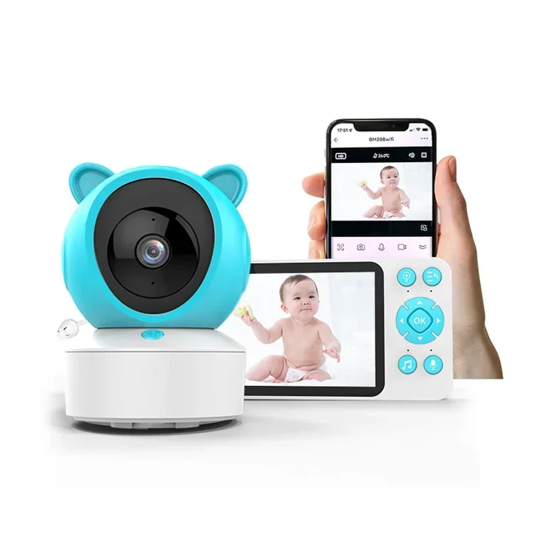 

5 inch Lcd Screen Tuya Cry Detect Baby Phone Wireless Two Way Audio Lullaby 1080P Wifi Camera Video Baby With Tuya App