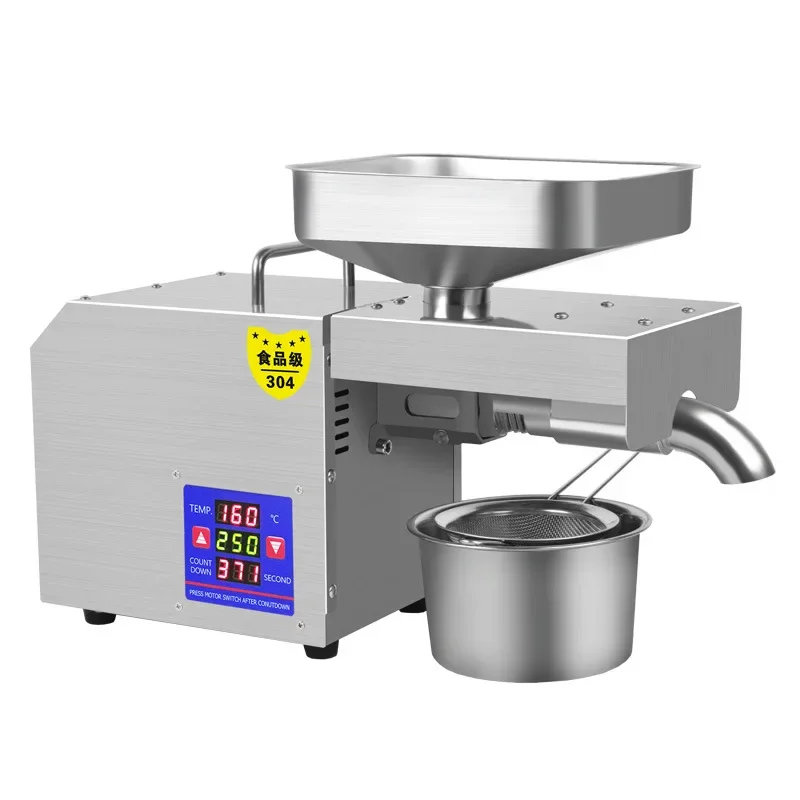 

Temperature-controlled automatic, household, commercial, small stainless steel oil press, hot and cold oil press