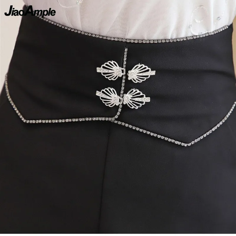 Women\'s Summer Fashion Lace Tops Wide Leg Shorts Two Pieces Korean Elegant V-Ncek Blouse Shirts High Waist Black Pants Suits