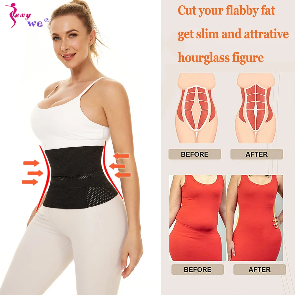 SEXYWG Women Waist Trainer Belt Belly Tummy Wrap Shapers Slimming Sauna Sweat Belts Body Shaper Corset Waist Trimmer Fat Burn