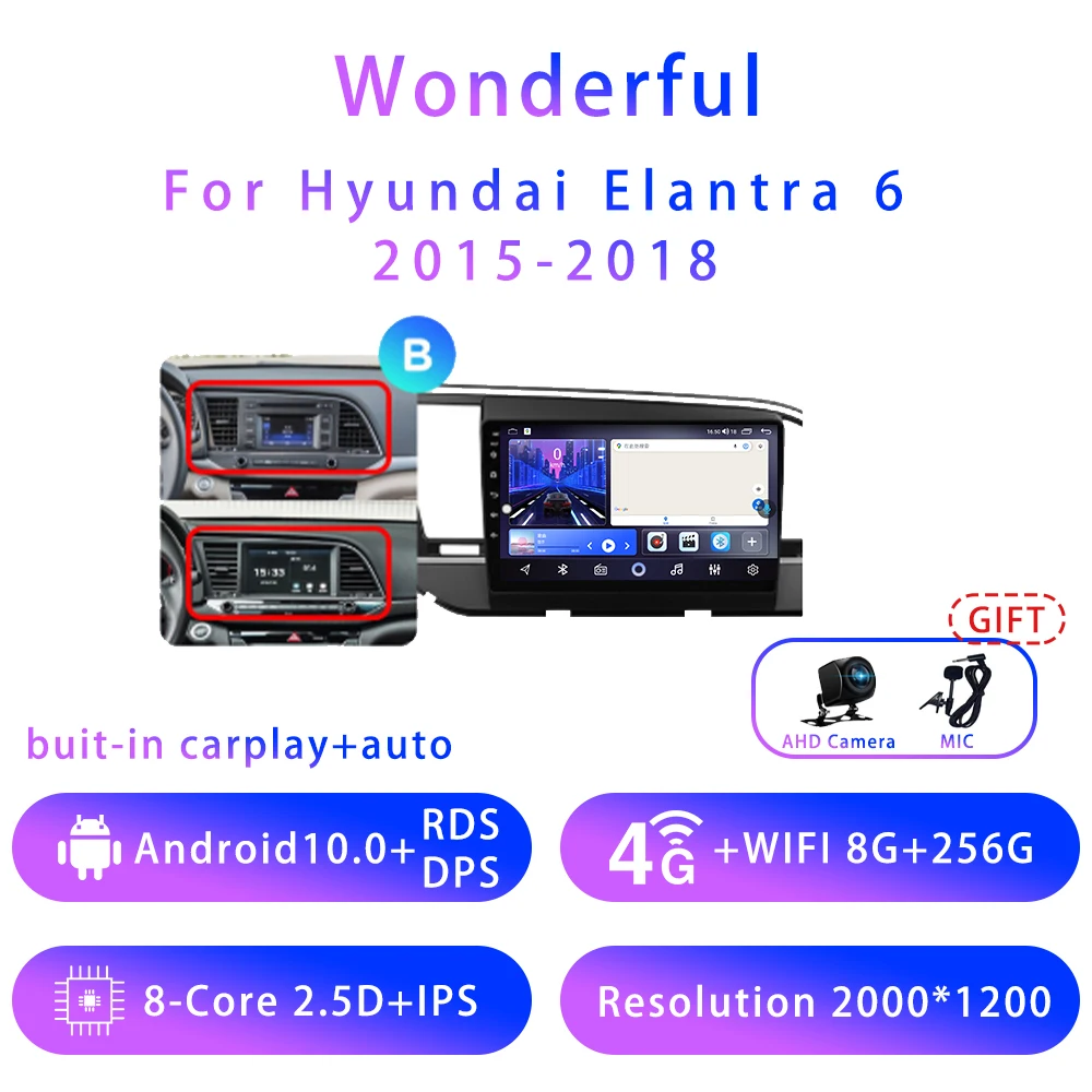 

7862 8G+256G For Hyundai Elantra 6 9inch Android10 5G wifi DSP Car stereo Radio Multimedia Video Player GPS Navigation