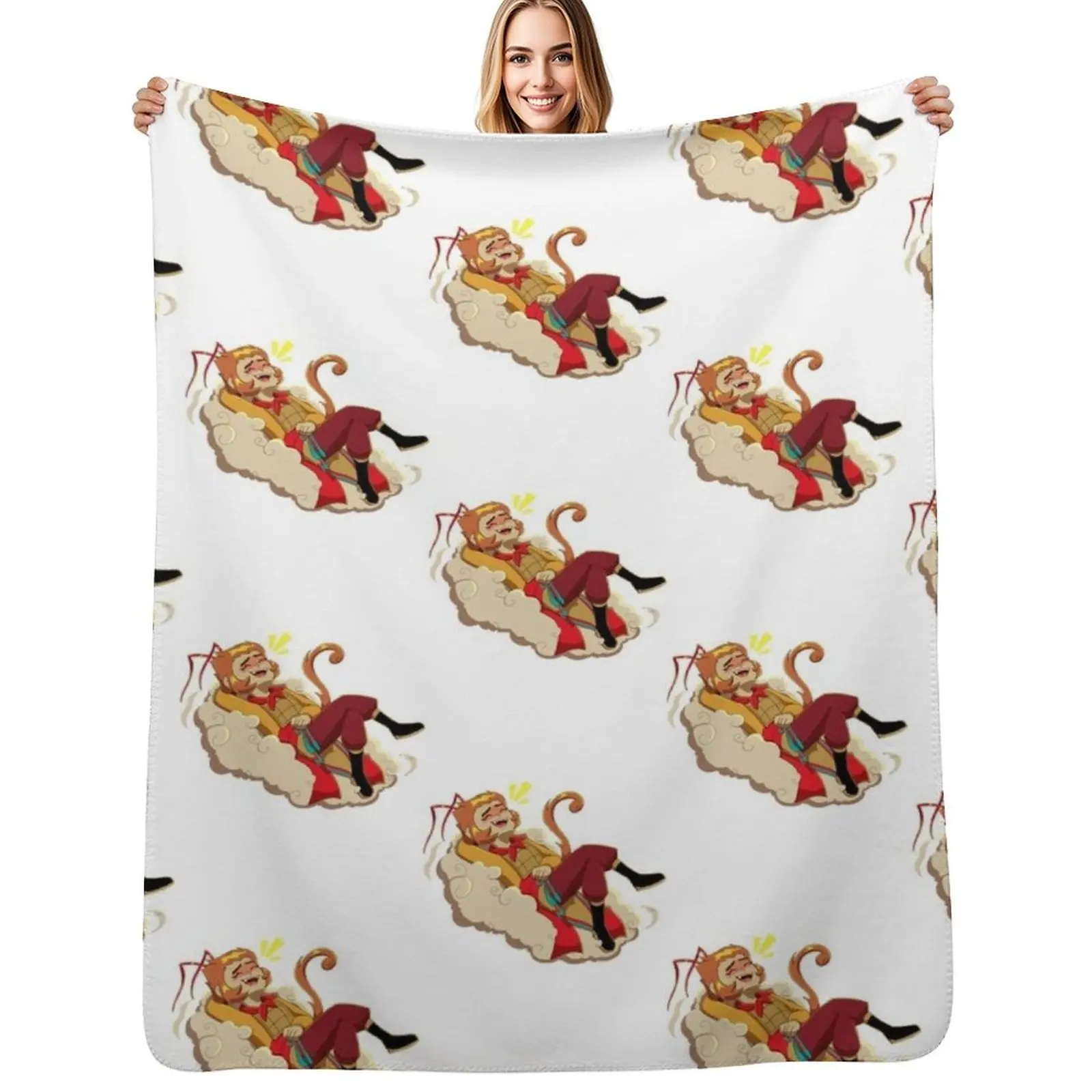 Happy Monkey King (Monkie Kid) Throw Blanket Decorative Soft Throw Blanket for Couch Sofa