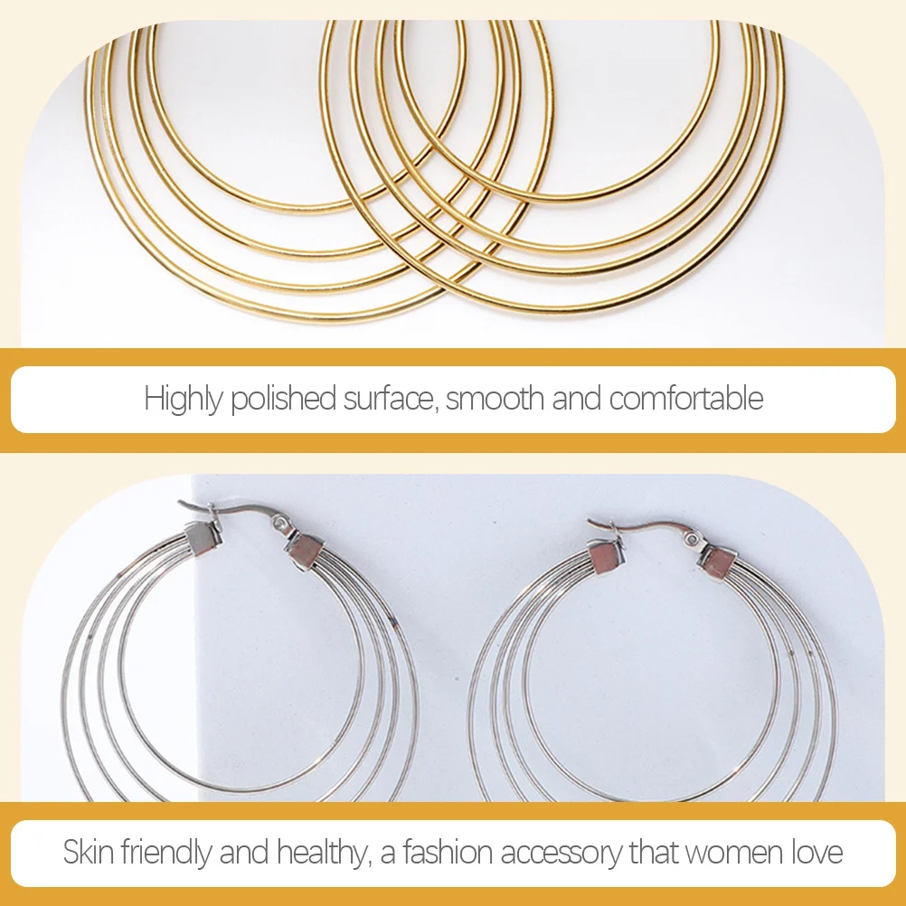 

2Pairs Creative Earrings Women Hoops Lightweight Layered Structure Fashion Jewelry Woman Earrings Funky Earring