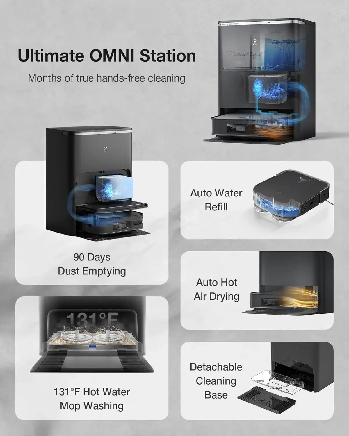 ECOVACS DEEBOT X2 Omni Robot Vacuum Mop 15mm رفع ممسحة الماء الساخن غسل السيارات تجنب العوائق الجافة