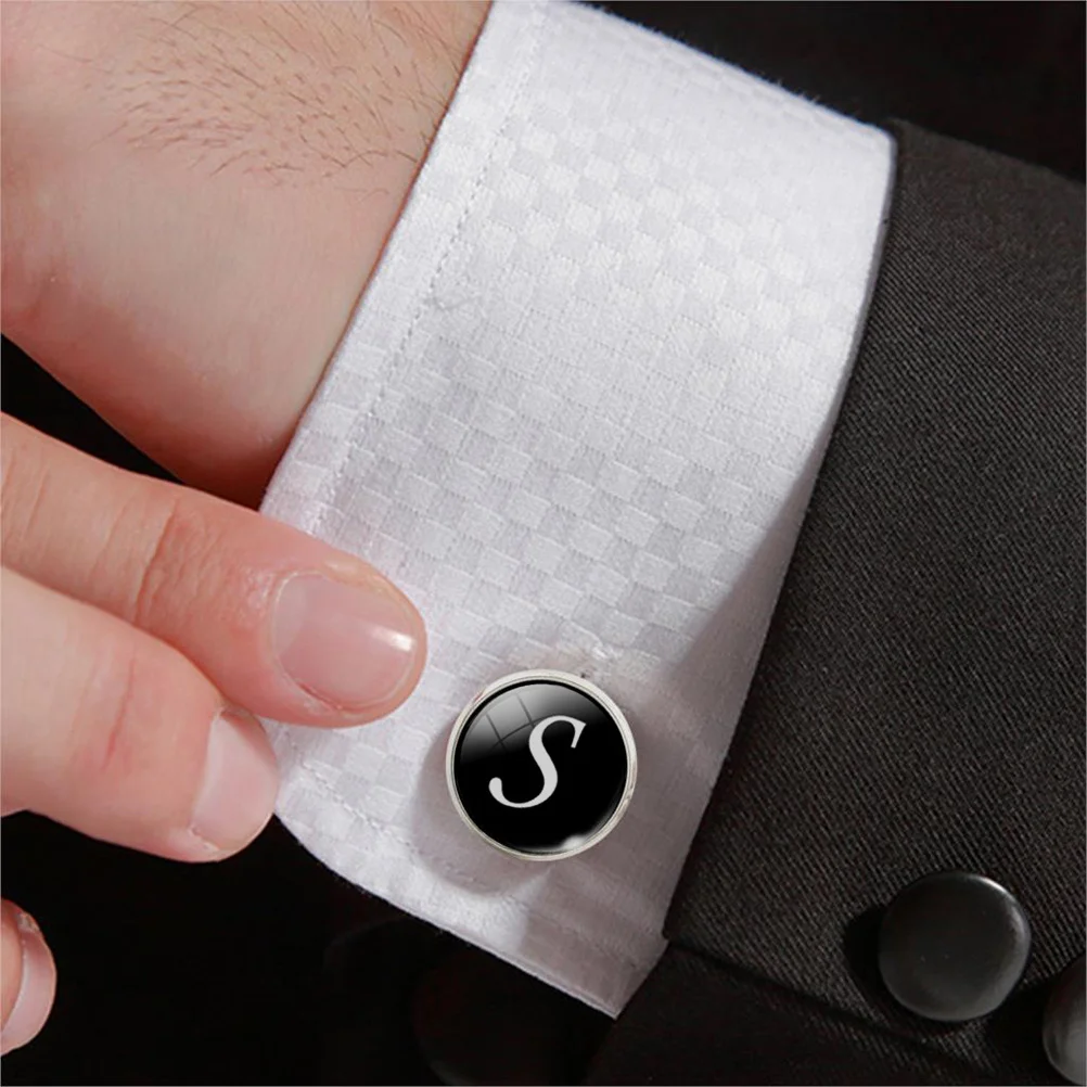 

Glass Cuff-Link Sleeve Button S Pattern Electroplated Smooth Surface Collar Button Glass Cuff Links for Men Sleeve Cuff-Link