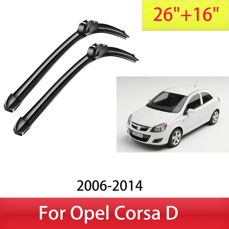 

For Opel Corsa D Front Wiper Blades 2006-2014 2007 2008 2009 2010 2011 2012 Windscreen Windshield Window Accessories 26"+16"