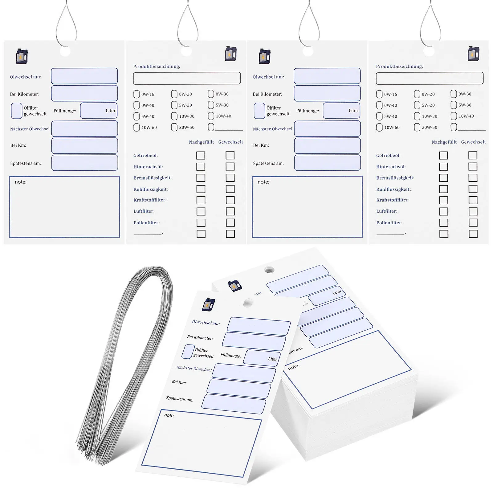 100Pcs Oil Change Reminder Tags Double-Sided Hanging Car Maintenance Service Schedule Vehicle Maintenance History view 4