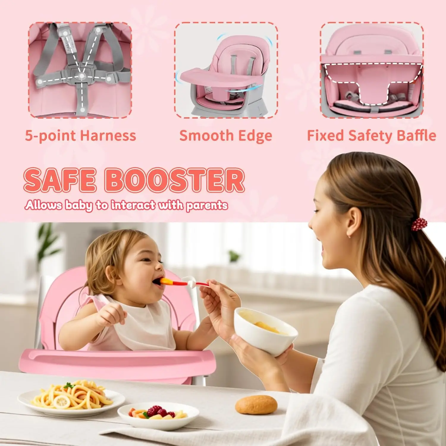 8 in 1 Baby High Chair, Coverts to Dining Booster Seat/Kids Table & Chair Set/Toddler Building Block Table/Kids Stoo