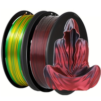 Dual Color Filament Silk PLA 1.75mm 1kg 500g 250g 3D Printer Materials Plasctic Shiny Filament Color 2 in 1 Red Black Bundle