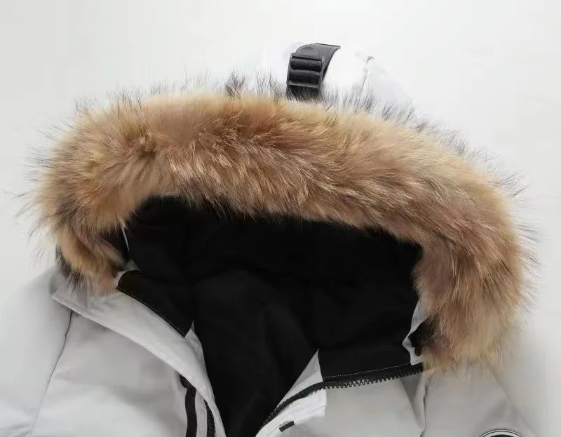 Chaqueta de plumón de pato con capucha para hombre y mujer, Parka ligera de lujo con cuello de piel largo y grande, abrigo a prueba de frío y nieve, 90% blanco, Invierno