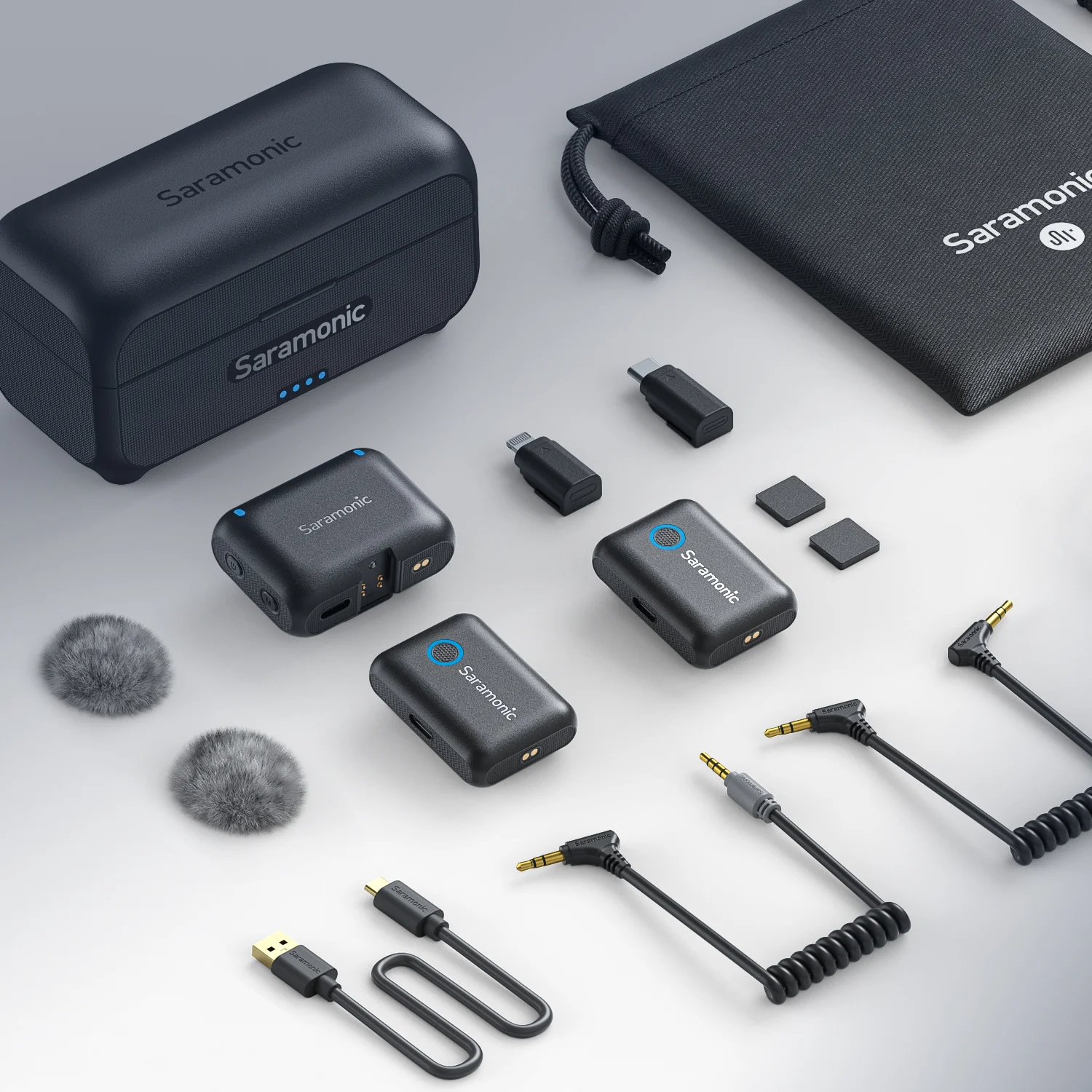 Saramonic Blink500B2+ Wireless Lavalier Microphone for iPhone Camera 150m Range Noise Cancellation 20H Battery for Vlog Youtube