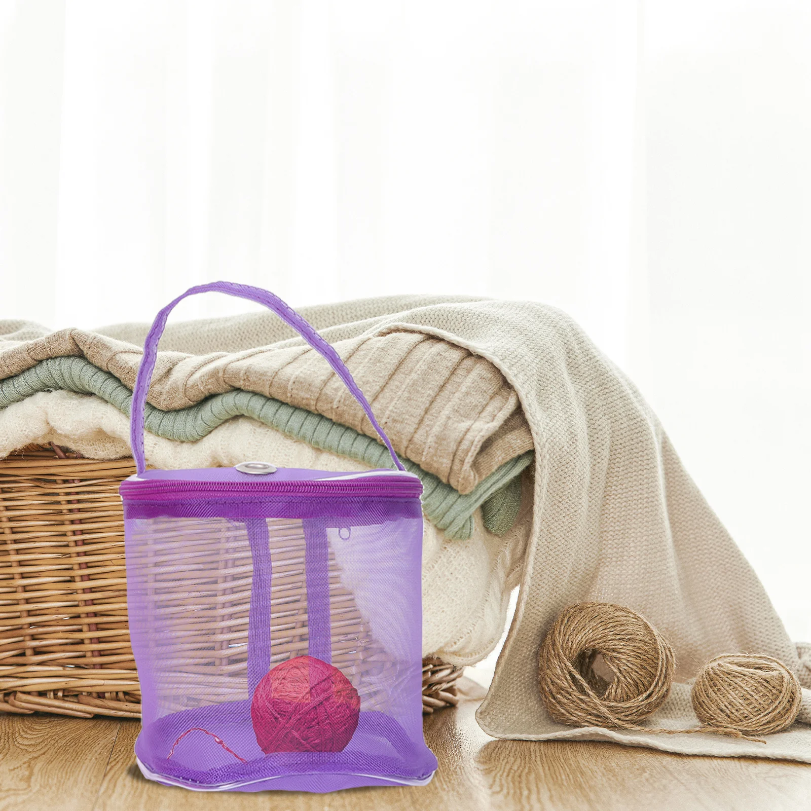 

2pcs Knitting Tool Bag Mesh Yarn Balls Storage Pouch Portable Woolen Yarn Organizer For Embroidery Crochet Outdoor Use