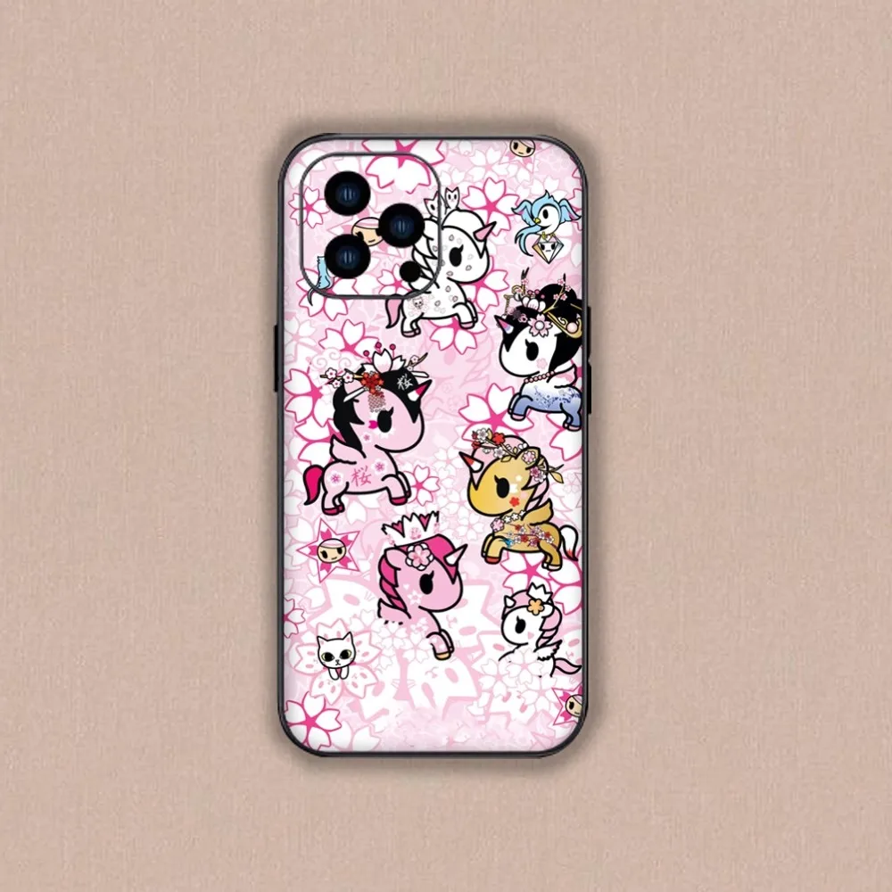 Cartoon Japan T-Tokidokis Cute Phone Case For iPhone Mini 11 12 13 14 15 Plus Pro Max XR XS Black Shell