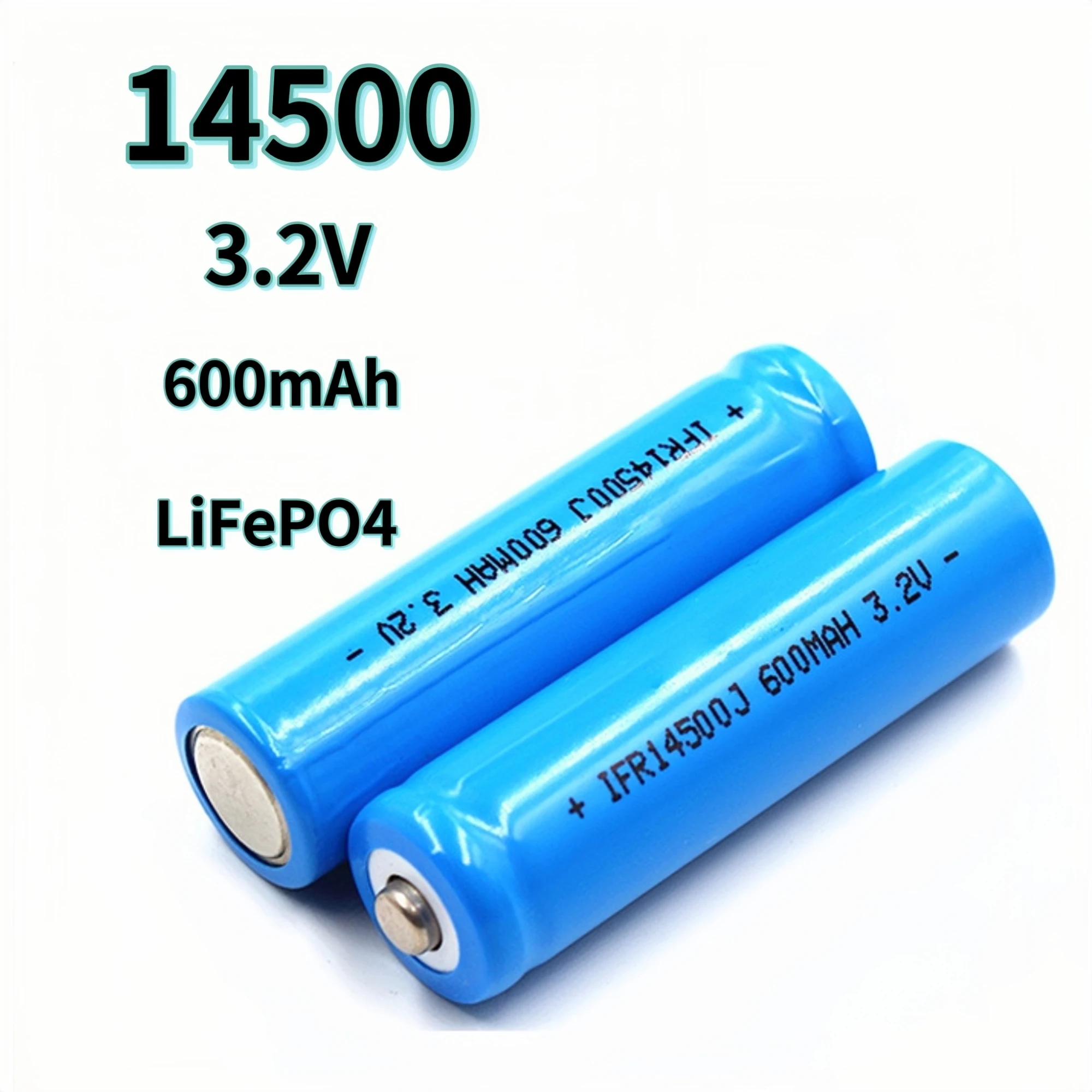 14500 Battery Charger Kit with 2Pcs 3.2V 600mAh LiFePO4 Rechargeable Batteries, USB Smart Charger Set