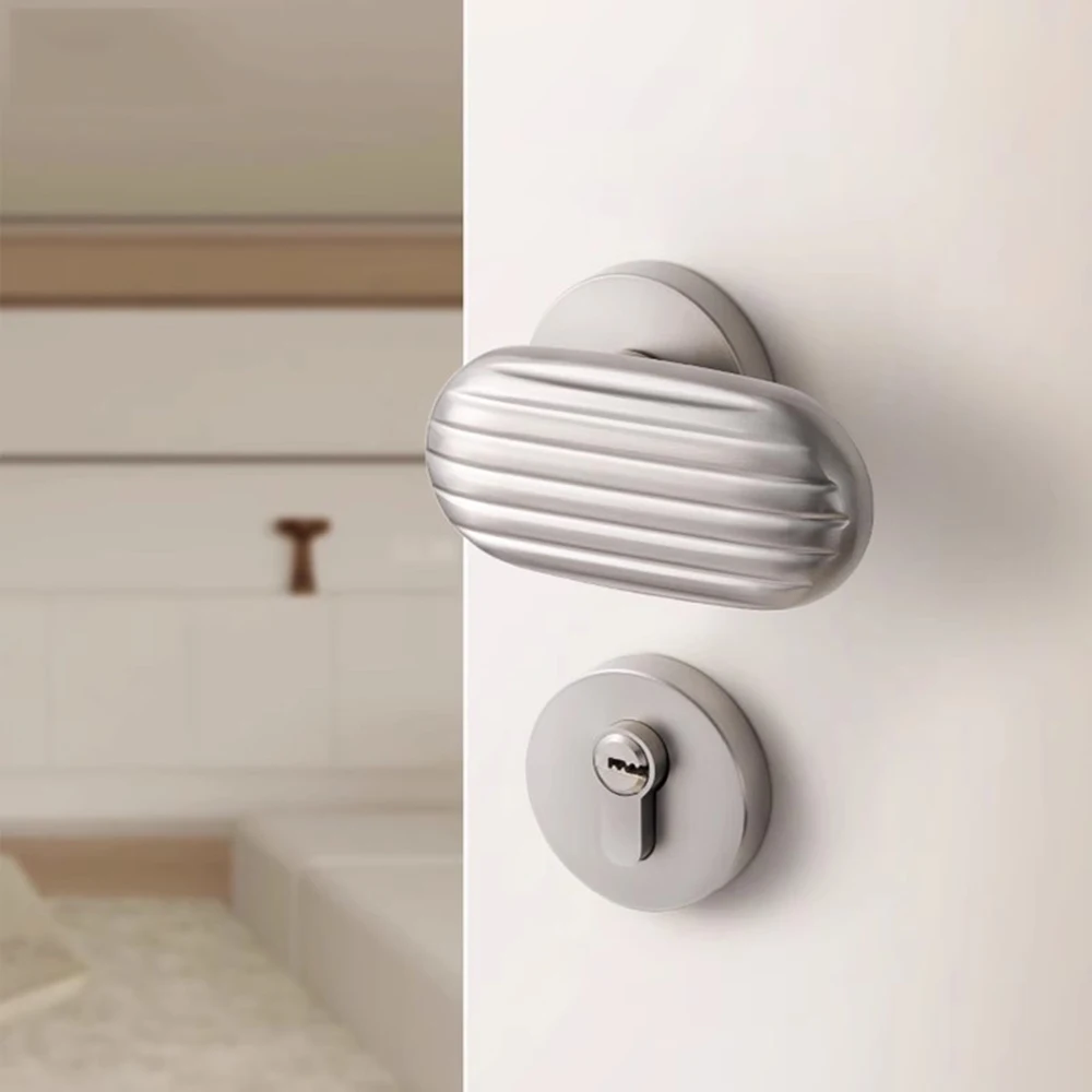 

Дверной замок для спальни кремового цвета, внутренняя деревянная дверная ручка, бесшумный белый дверной замок