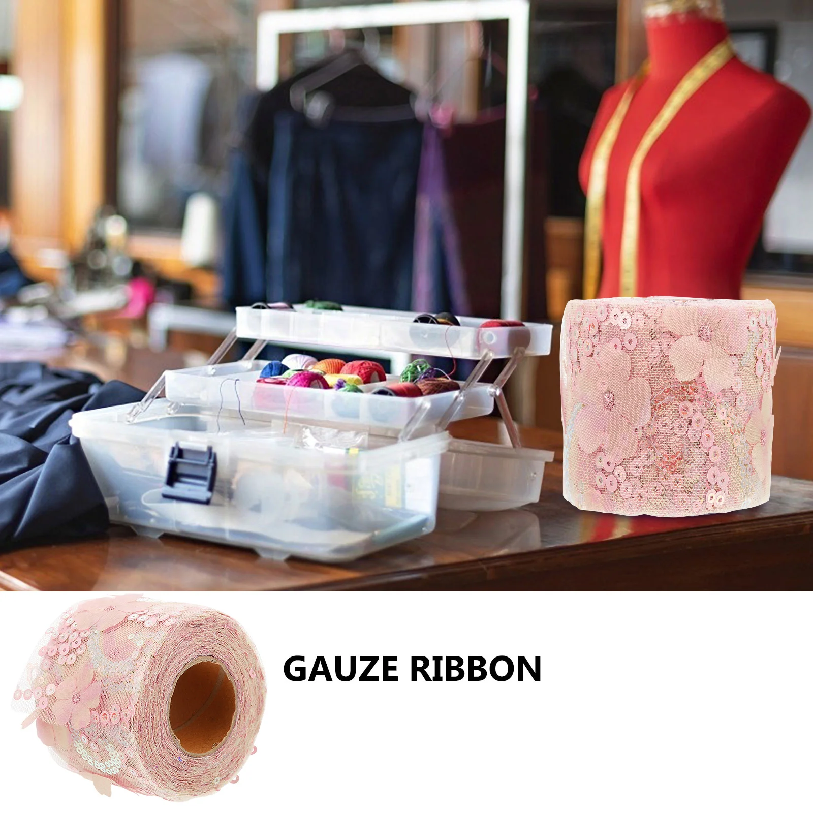 

1 Roll Floral Ribbon Embroidered Sequin Webbing Suitable for DIY Bow Ribbon Hair Clip Making Material Sequin Webbing