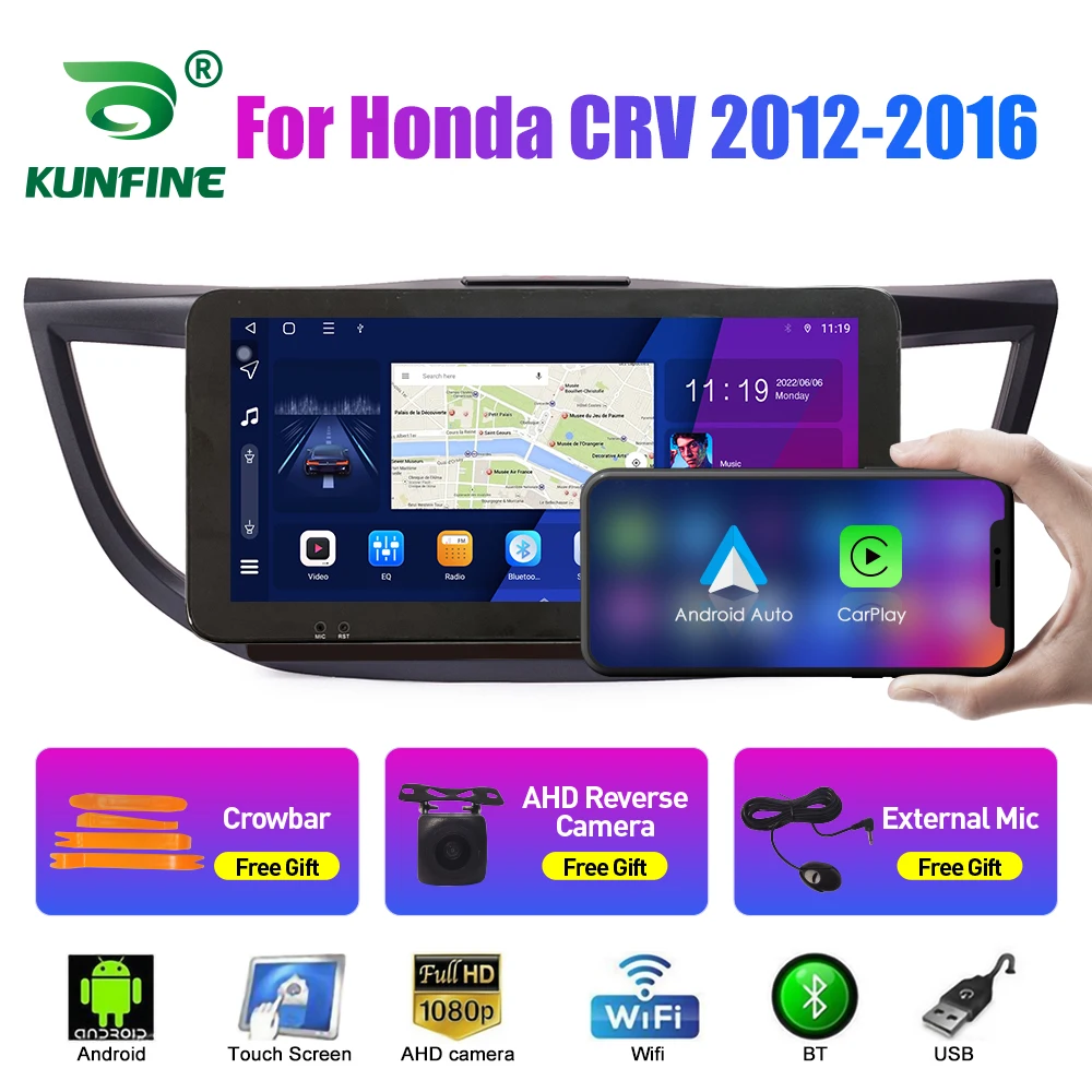 

10,33-дюймовый автомобильный радиоприемник для Honda CRV 2012-2016 2Din Android, восьмиядерный автомобильный стерео DVD, GPS-навигатор, плеер QLED, экран Carplay