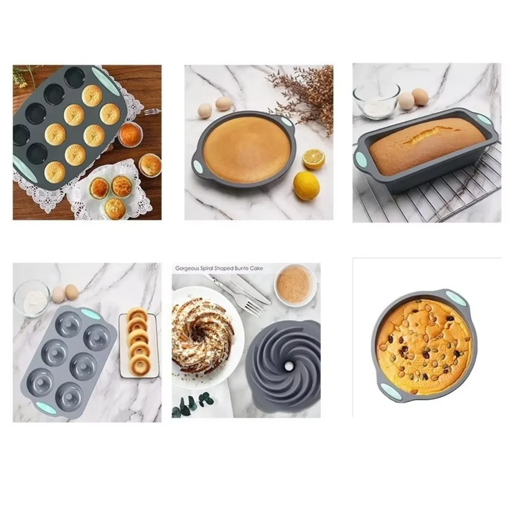 Silicone Cake Molds Heat Resistant 3D Spiral Pattern Oven Baking Pan Non-Stick Bread Muffin Mold Kitchen Bakeware