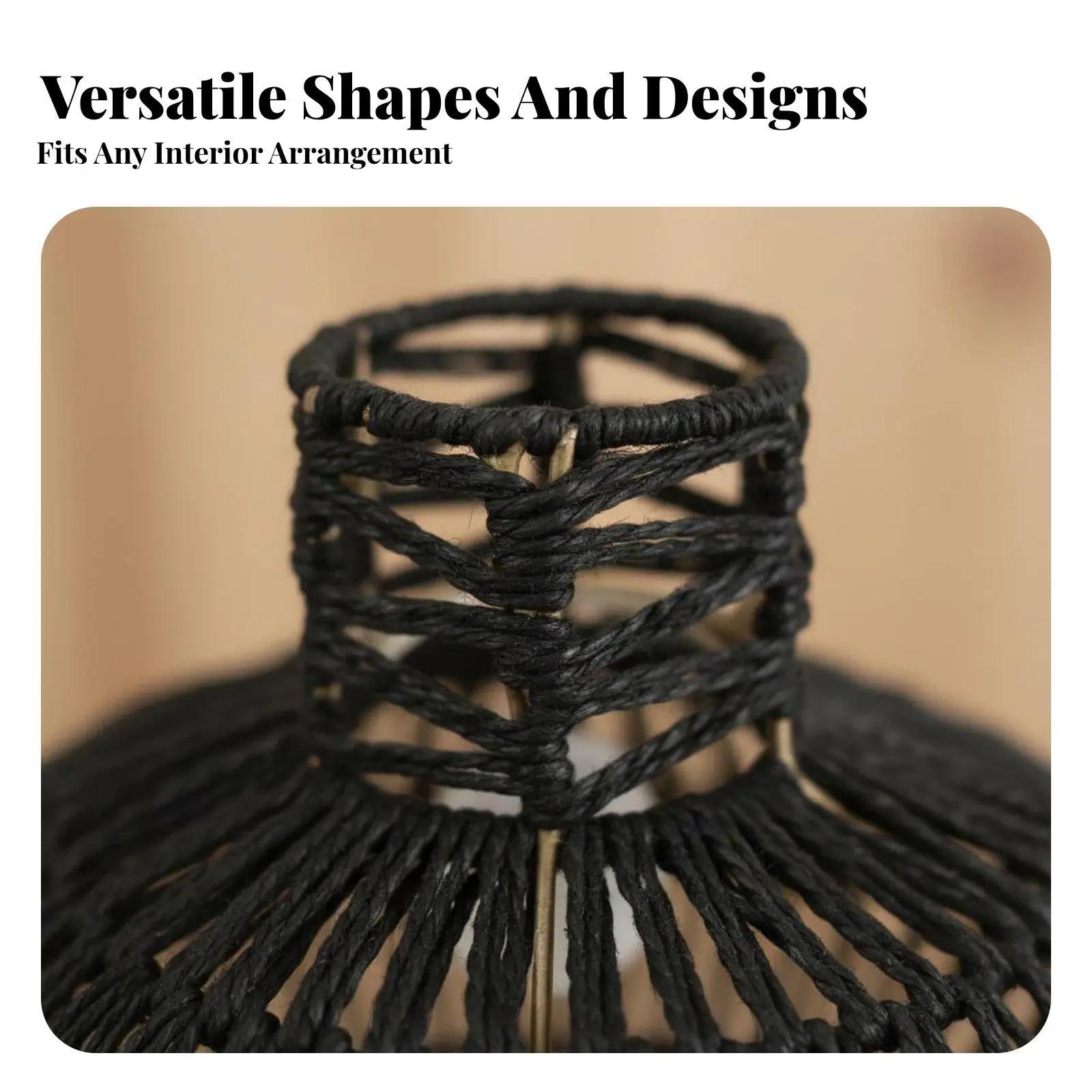 Boho Handwoven Paper Rope Lamp Shade for Pendant Ceiling Light Natural Fiber Rustic Lampshade Cover Hanging Lamp for Kitchen