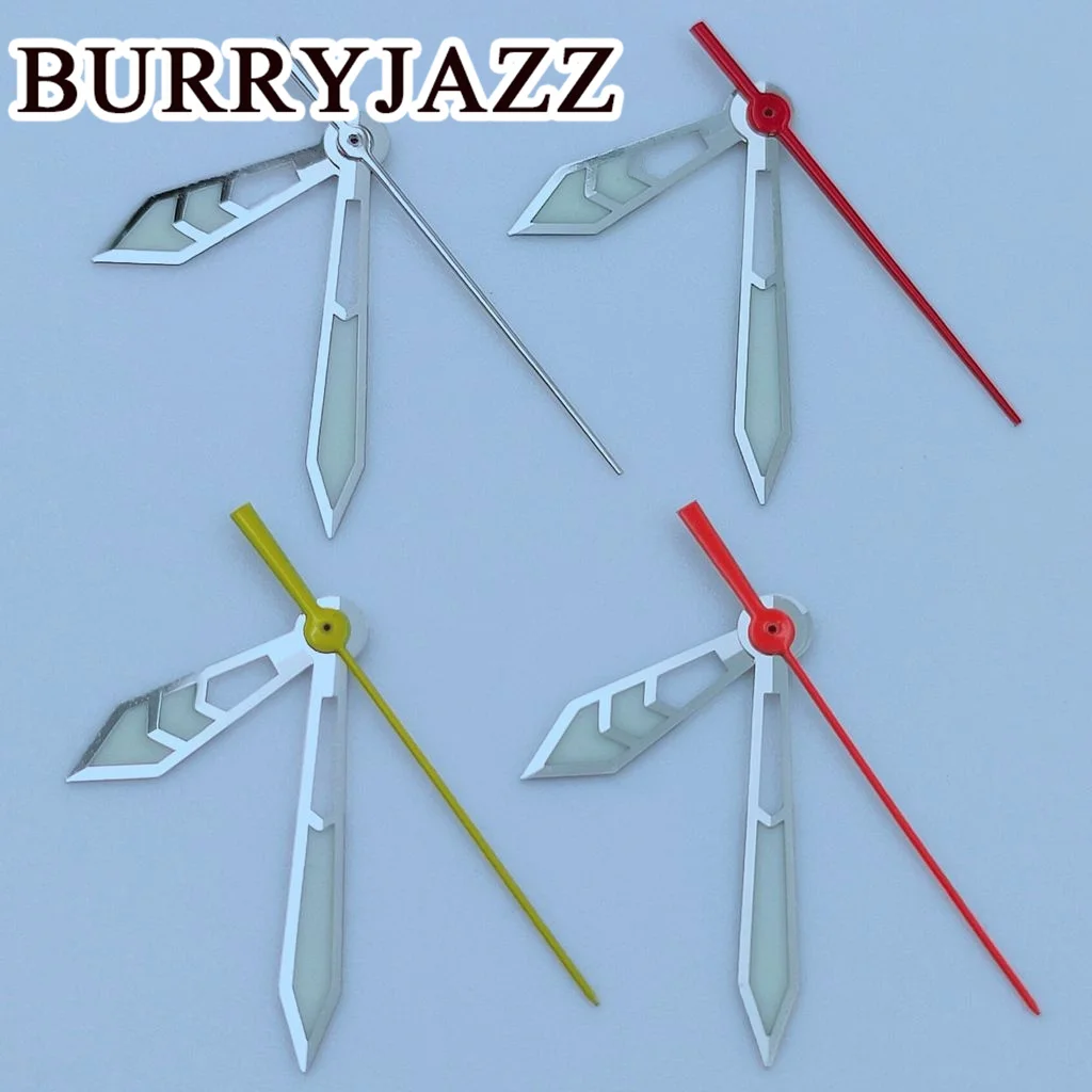 BURRYJAZZ NH35 NH36 NH38 7 s26 7 s36 4 r35 4 r36 lancette dell'orologio argento rosso argento giallo argento arancione mani verde luminoso