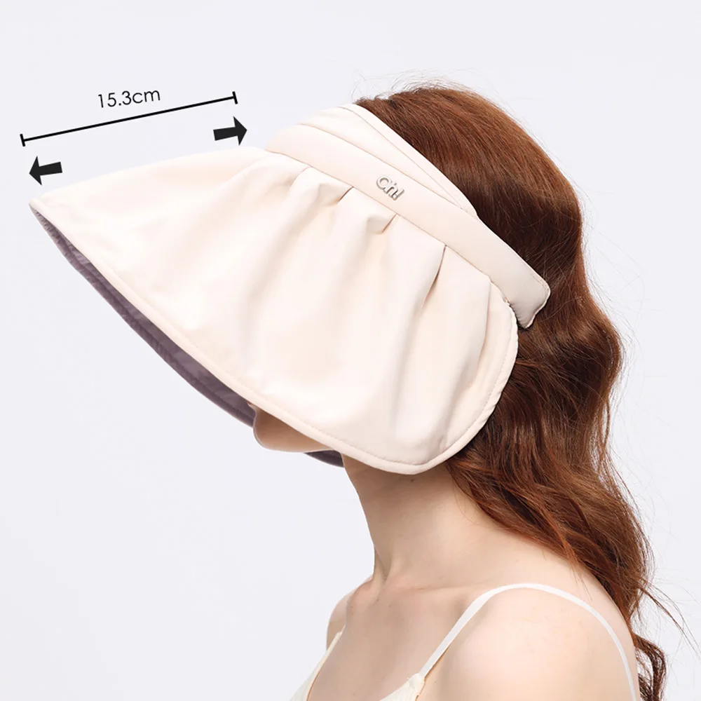 OhSunny New Sun Visor for Women Empty Top Shell Shape Cap Fashion Big Brim UPF50+ Sunscreen Summer Protection Beach Hats