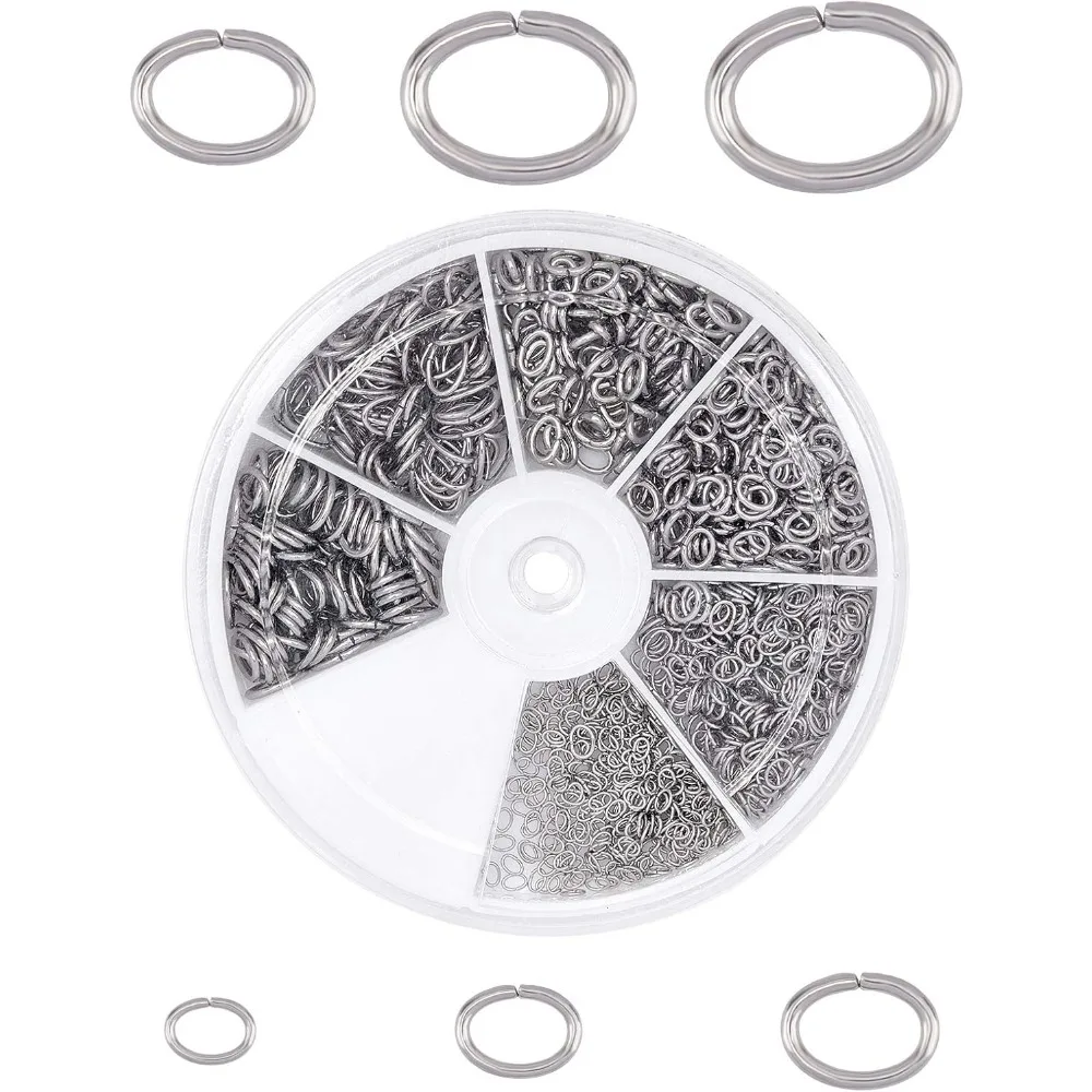 6 Sizes About 600pcs Oval Close but Unsoldered Jumps Rings 18-26 Gauge O Rings 304 Stainless Steel Jump Rings Connectors for