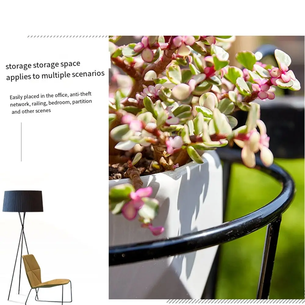 

Hanging Flower Pots Stand Simple Black White Brown Patio Garden Hanging Basket Easy To Remove Metal Potted Plant Rack