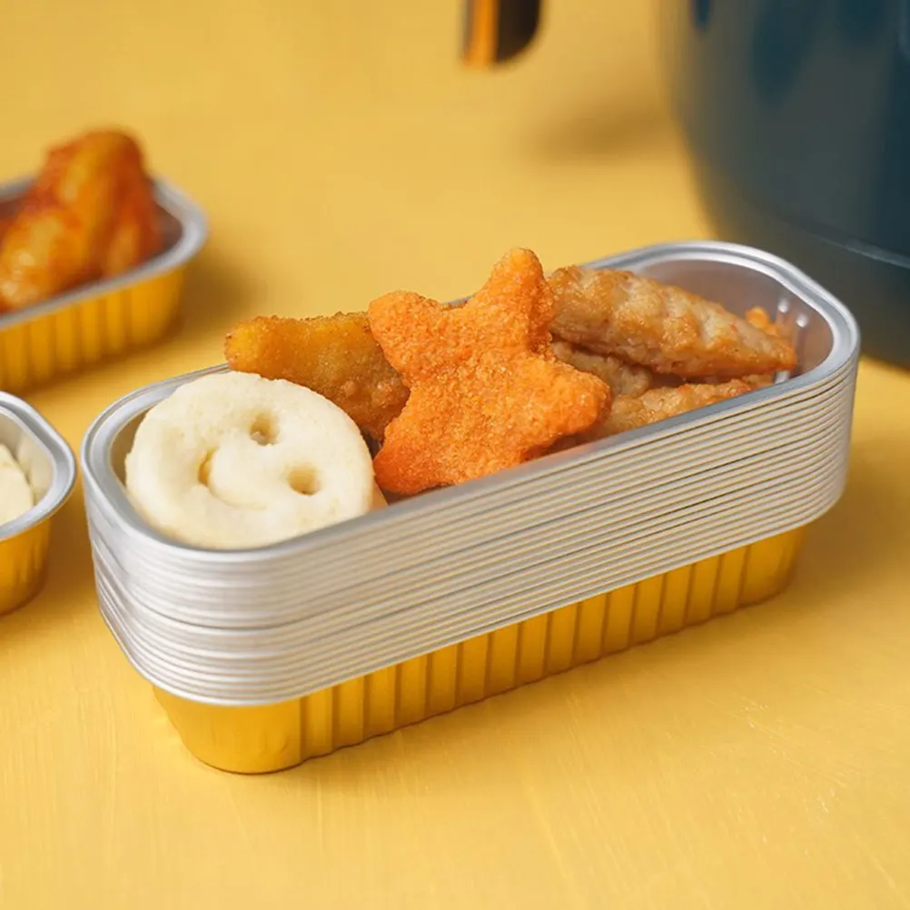 

50Pcs Aluminum Foil Cake Containers Thickened Multi-Function Baking Food Boxes Portable Camping Grill Box Convenient Food