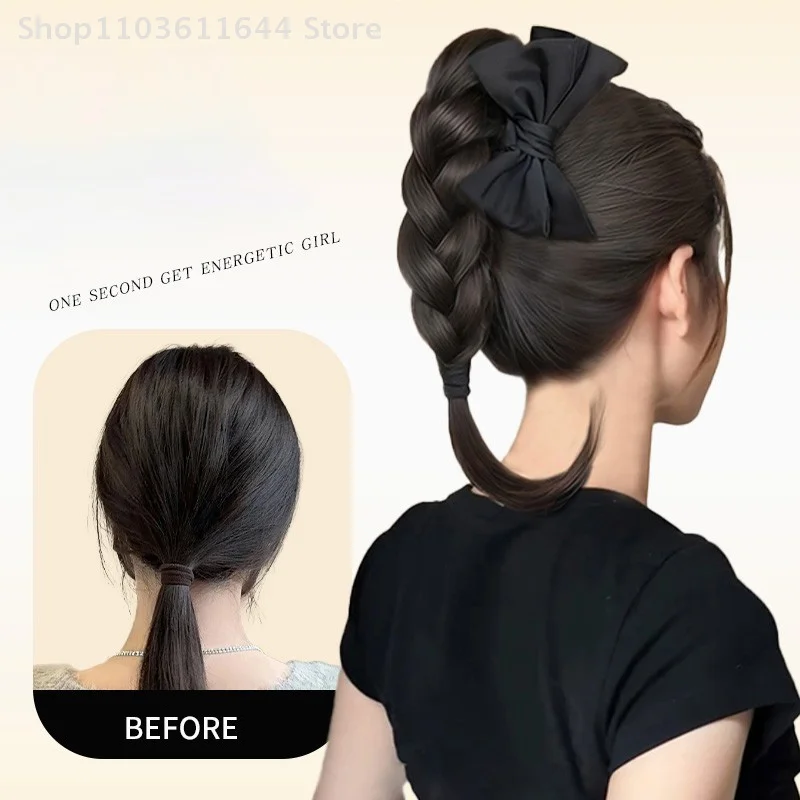 Synthetic Claw Clip Ponytail Wig Fluffy Curly High Ponytail Increase Hair Volume High Ponytail Can Be Braided Wig Braid